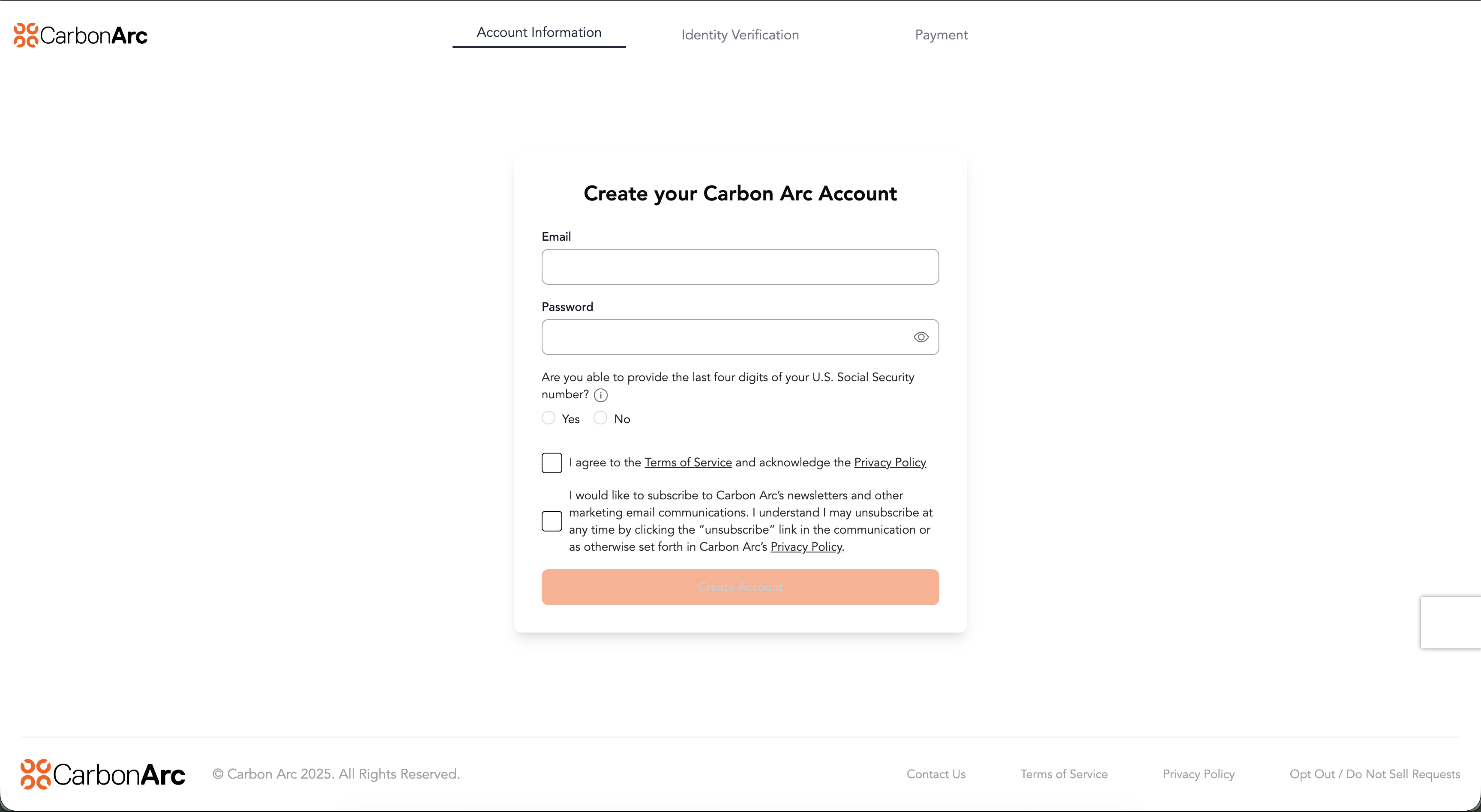 Enter Account Information