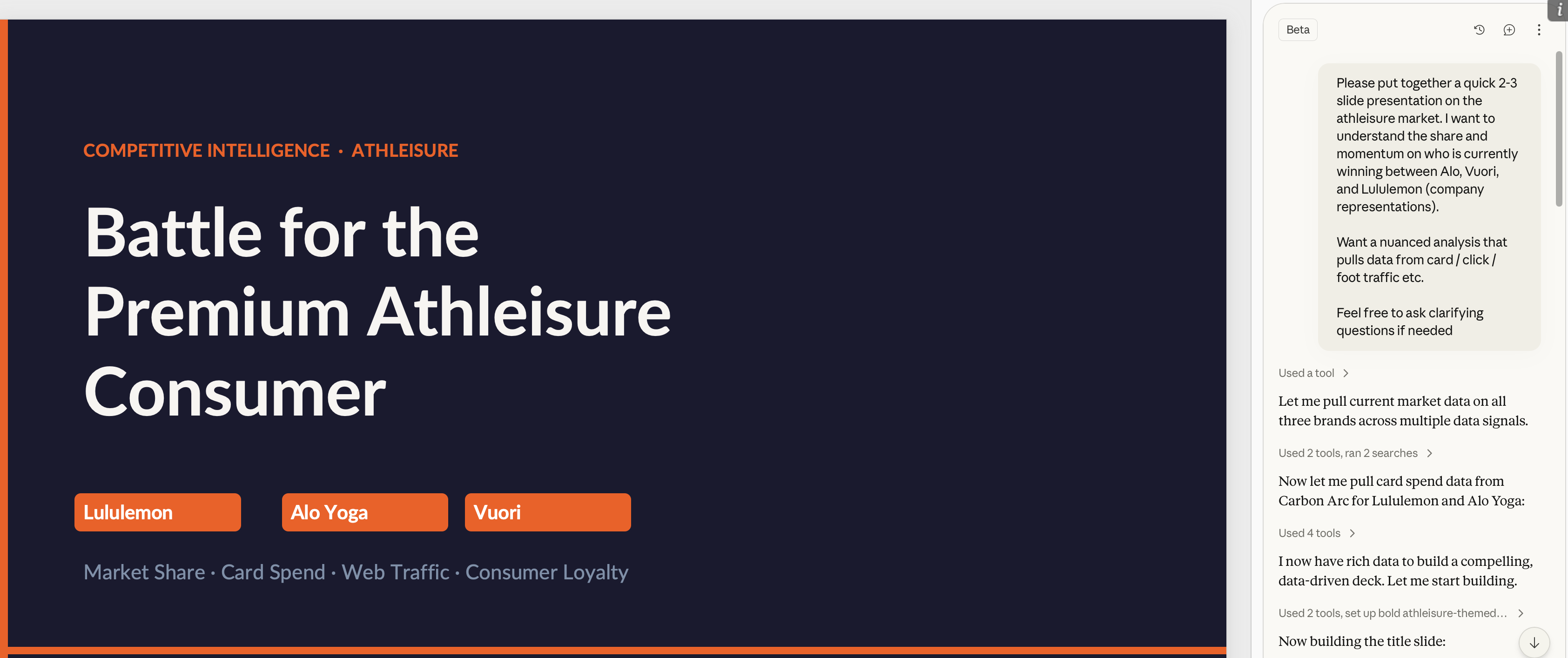 Sample query and results in PowerPoint