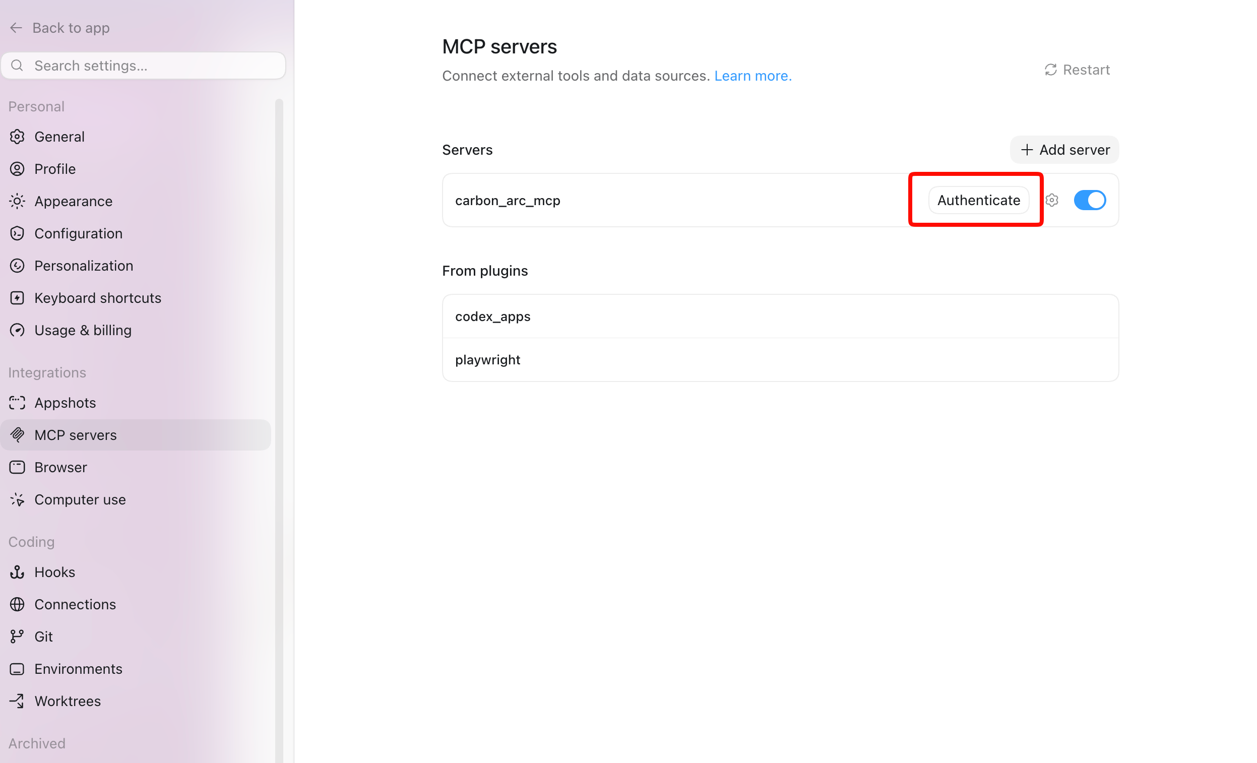 Authenticate via browser