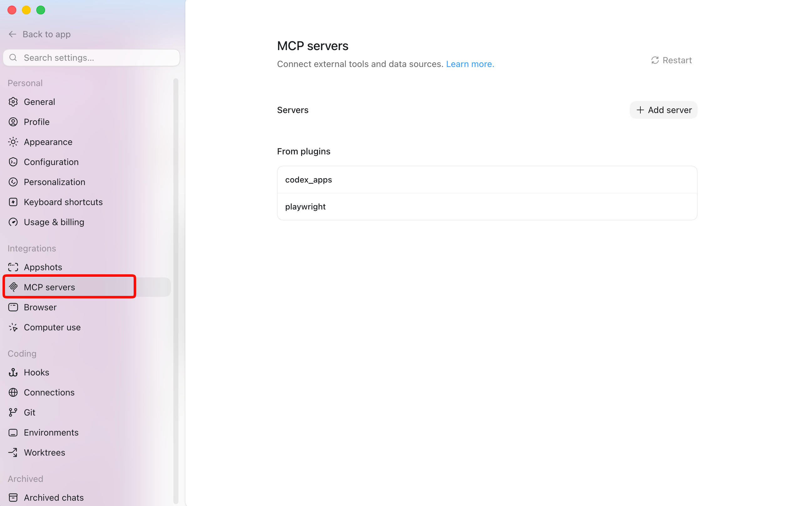 Navigate to MCP Server