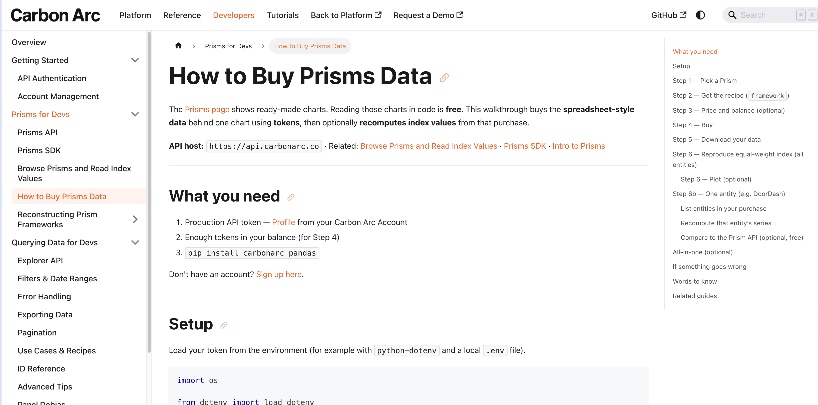 How to Buy Prisms Data developer guide